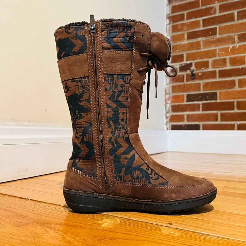 TEVA Kiru Brown Nubuck Leather Aztec Fleece Lined Mid Calf Boots Women's 8.5 - Picture 7 of 16